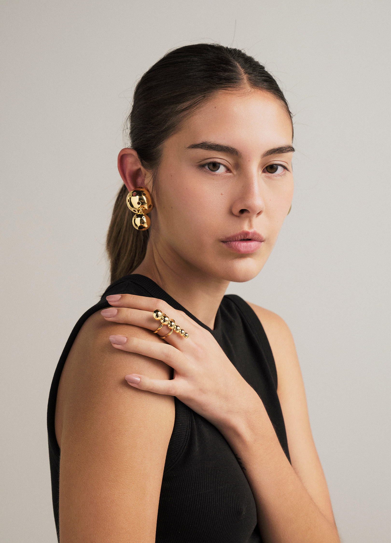 SET ASHA RING + BUSHIDO SMALL EARRINGS GOLD