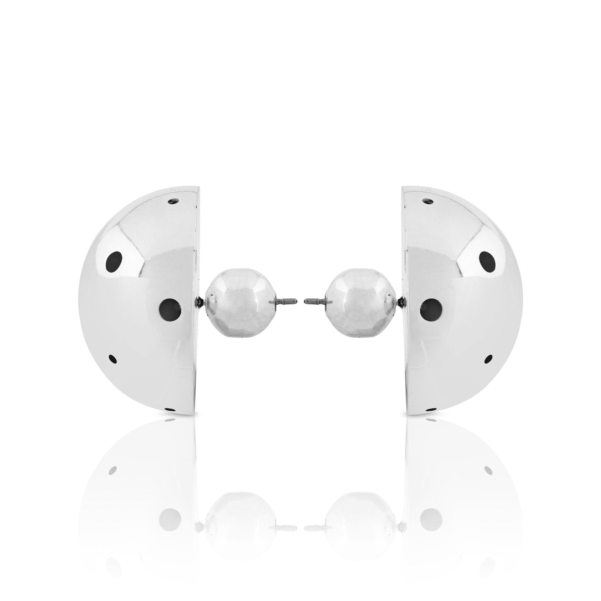 BOLD BIG BALL EARRINGS SILVER - Paula Mendoza Jewelry Colombia
