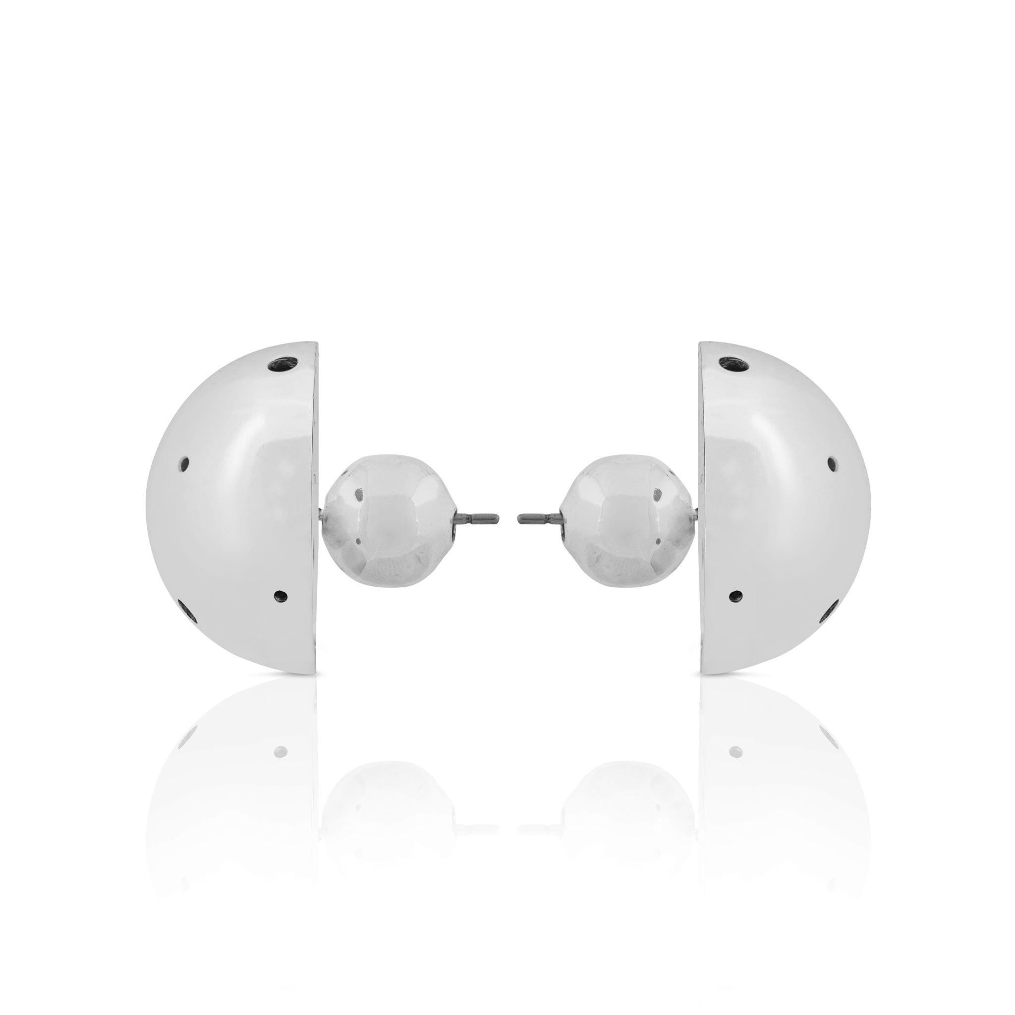 BOLD SMALL BALL EARRINGS SILVER - Paula Mendoza Jewelry Colombia