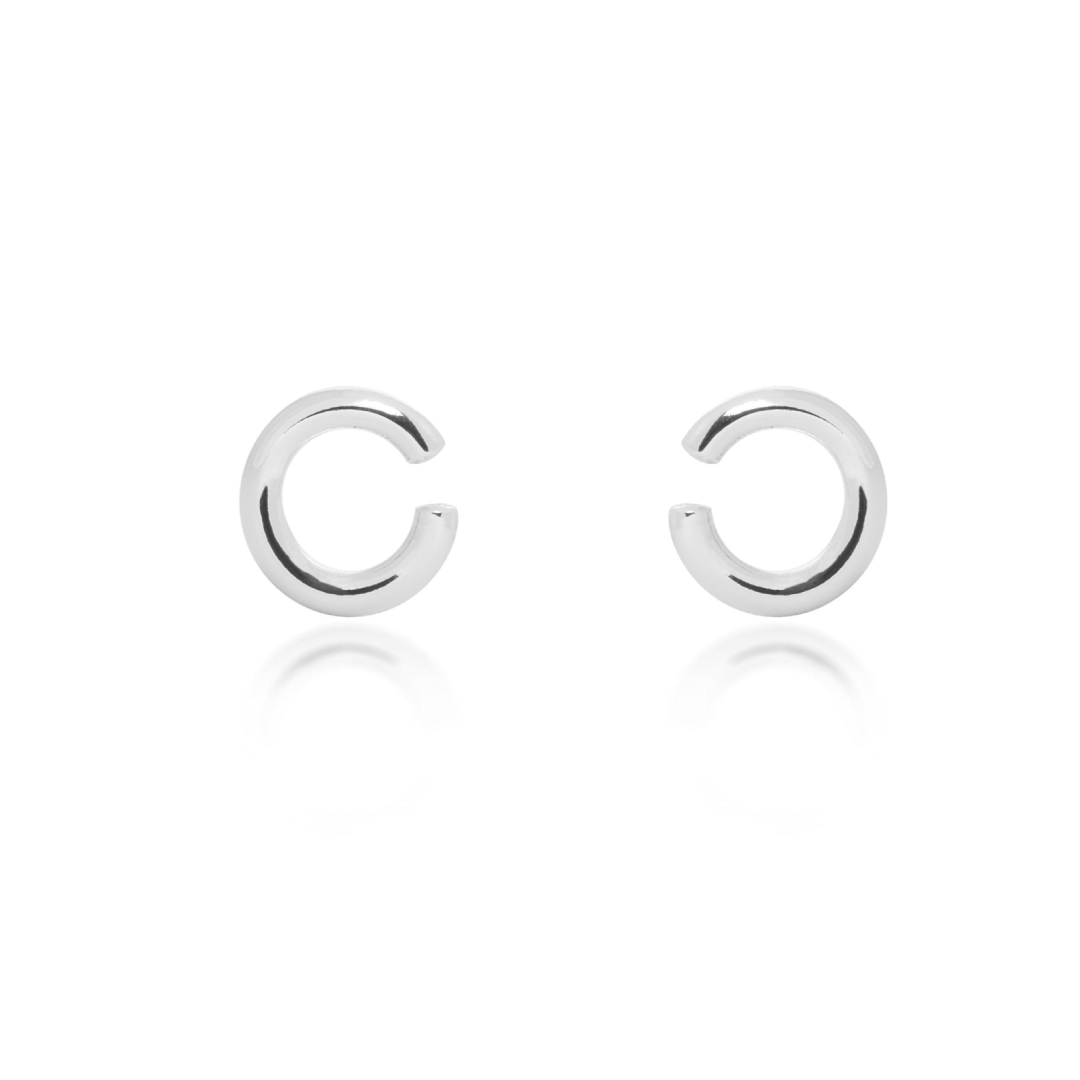 SET DE DOS SMALL MOON EAR CUFFS SILVER