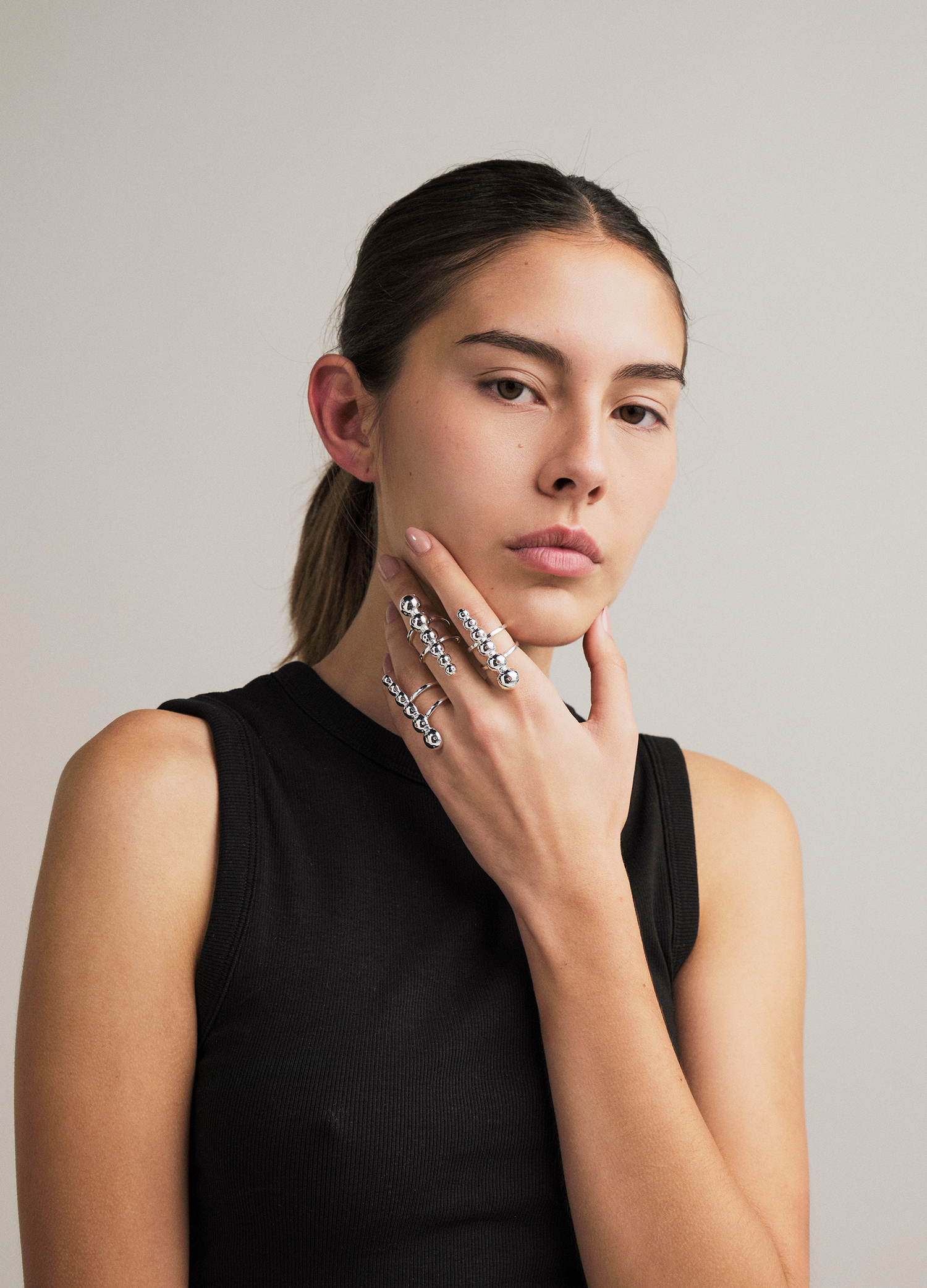 SET ASHA RING + BUSHIDO SMALL EARRINGS SILVER