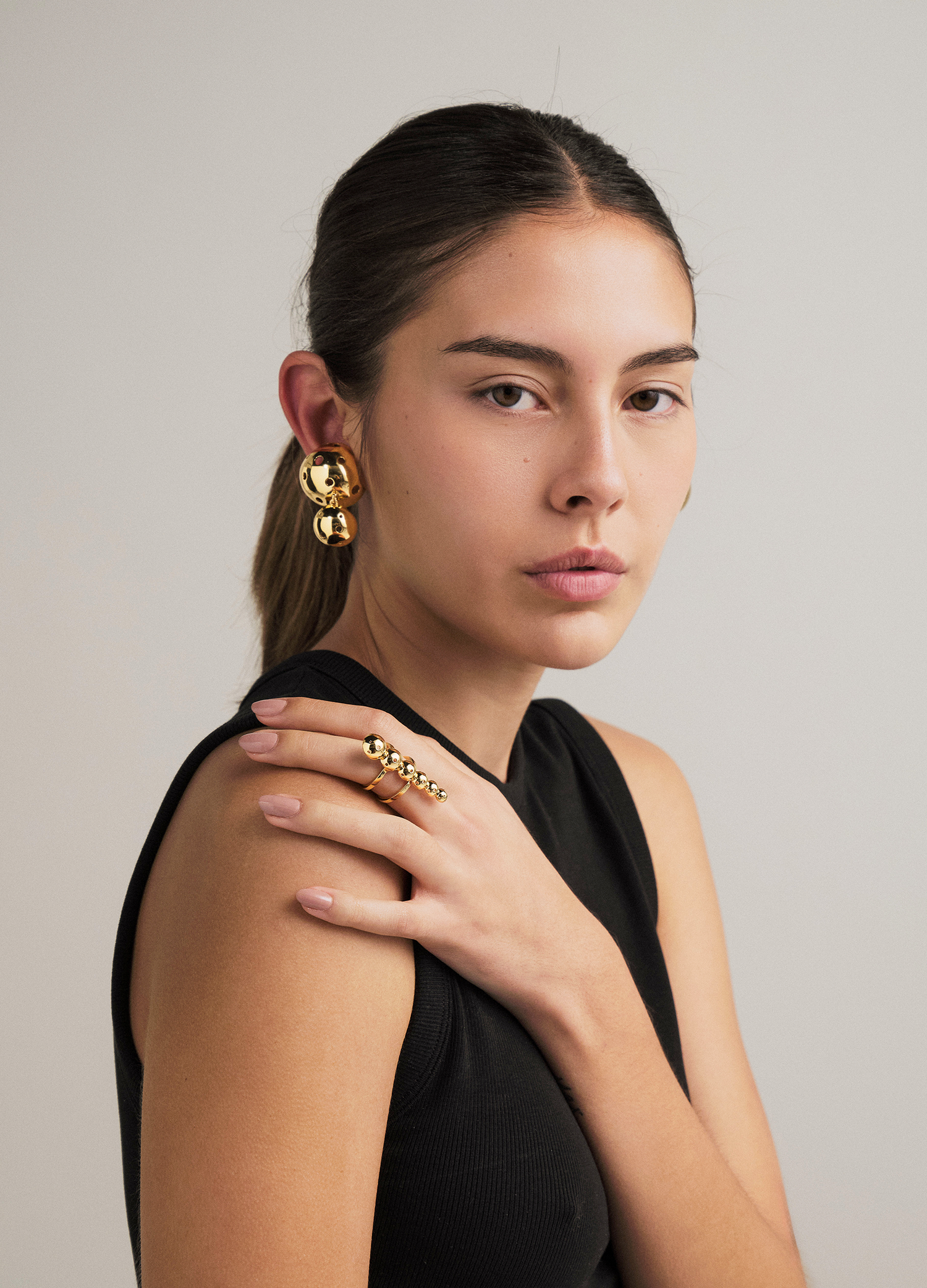 SET ASHA RING + BUSHIDO SMALL EARRINGS GOLD