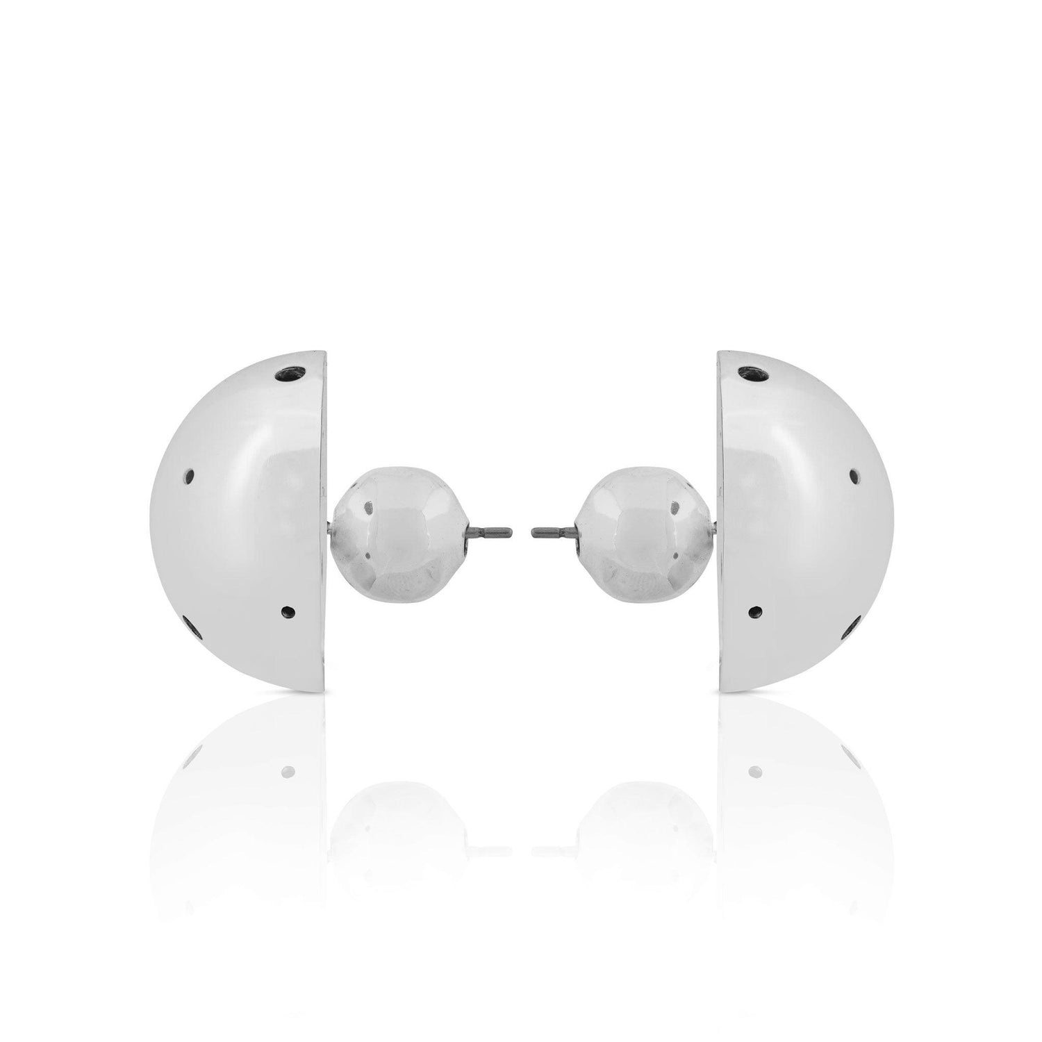 BOLD SMALL BALL EARRINGS SILVER - Paula Mendoza Jewelry Colombia