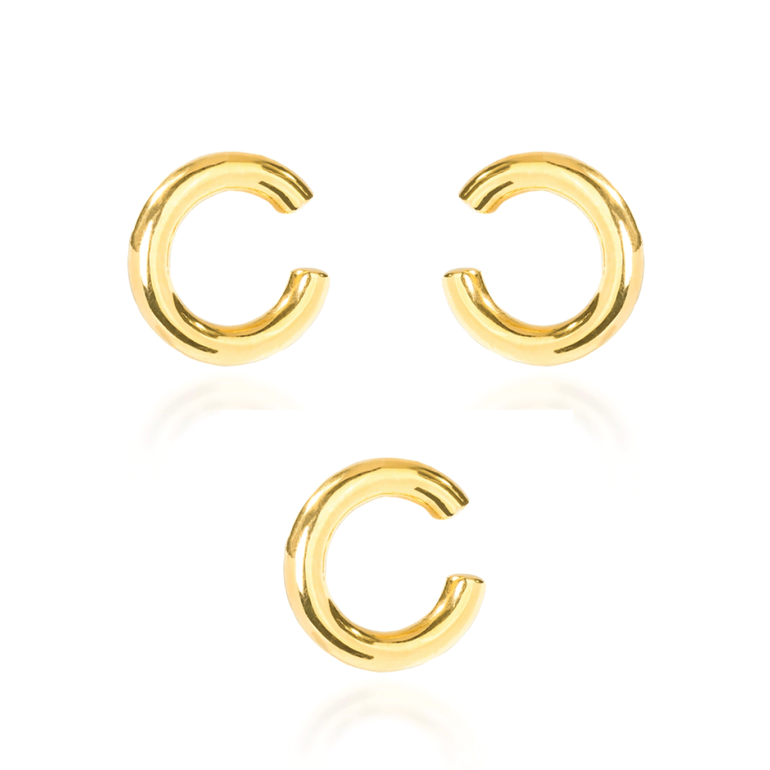 SET DE TRES SMALL MOON EAR CUFFS GOLD