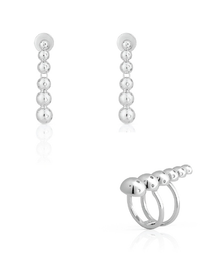 SET ASHA RING + BUSHIDO SMALL EARRINGS SILVER