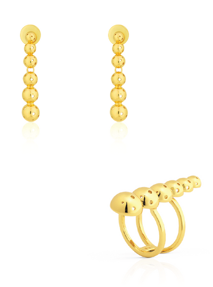 SET ASHA RING + BUSHIDO SMALL EARRINGS GOLD