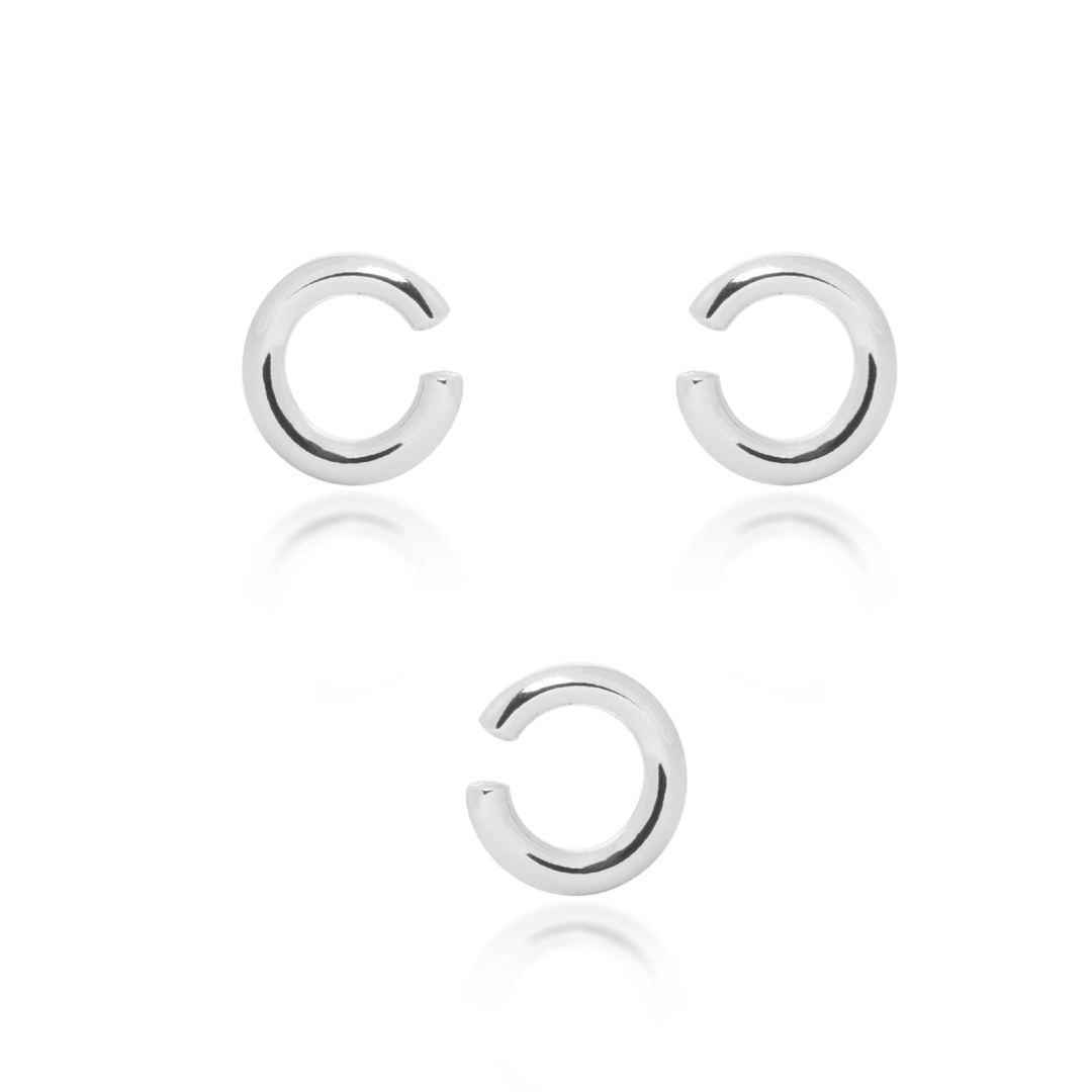 SET DE TRES SMALL MOON EAR CUFFS SILVER